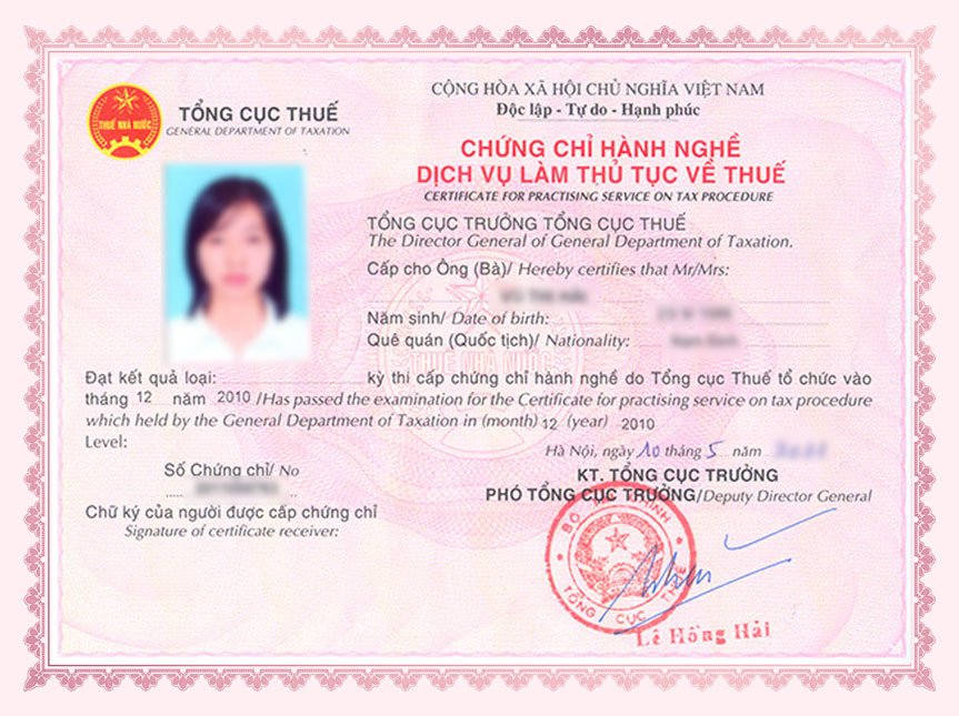Chứng chỉ đại lý thuế