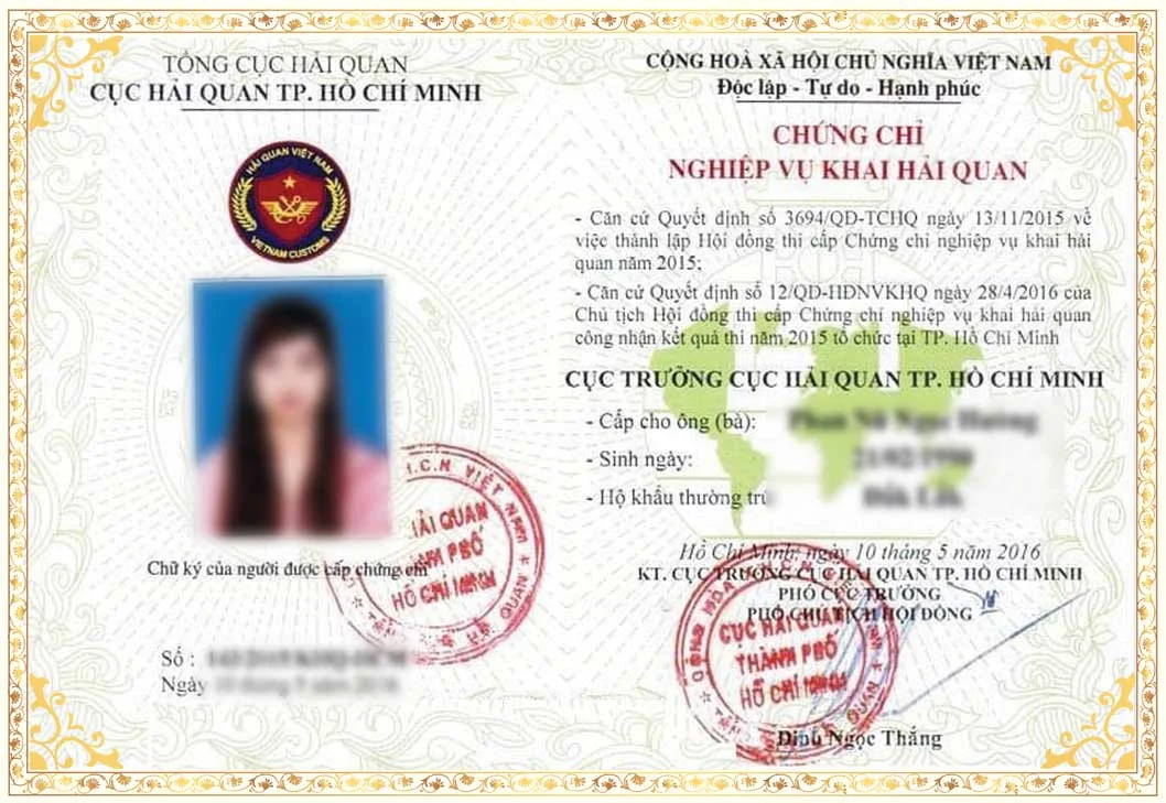 Chứng chỉ nghiệp vụ khai hải quan